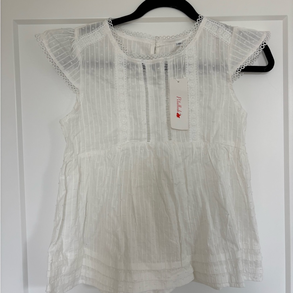 Petallush White Lace Sleeve Blouse